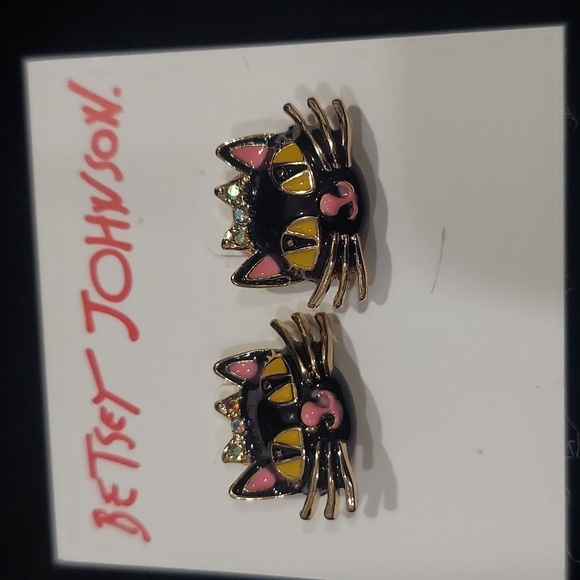Betsey Johnson Black Cat Earrings - Picture 4 of 4